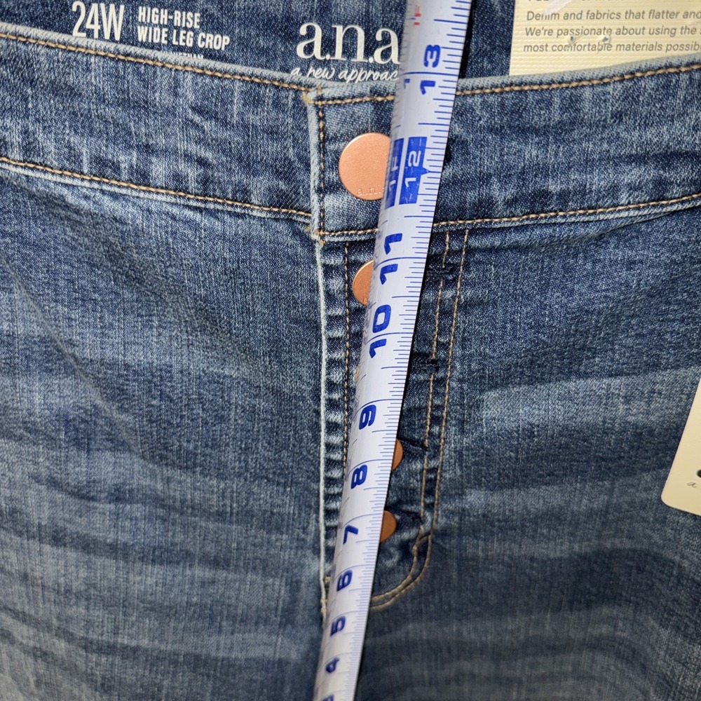 High Rise Jeans Wide Leg Crop Womens 24W Button Fly a.n.a Brand - Picture 8 of 12